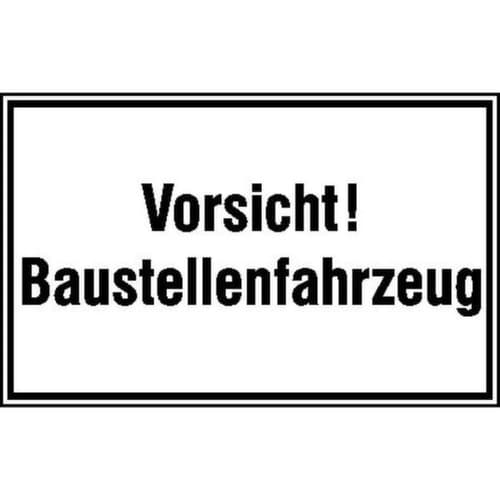 Hinweisschild SafetyMarking® für Baustellen, "Vorsicht! Baustellenfahrzeug"