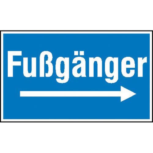 Hinweisschild SafetyMarking® für Baustellen, "Fußgänger (mit Richtungspfeil nach rechts)"