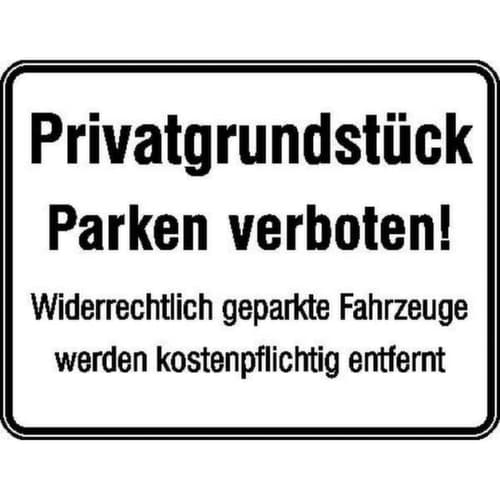 Verbotsschild SafetyMarking®, "Privatgrundstück - Parken verboten + Zusatztext"