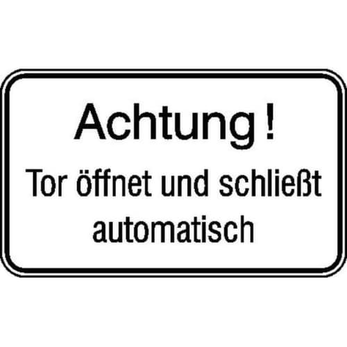 Hinweisschild SafetyMarking® für Tankanlagen, "Achtung! Tor öffnet und schließt automatisch"