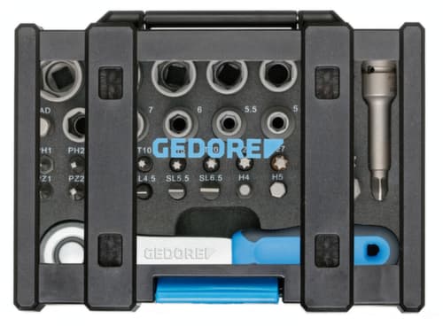 GEDORE 666-U-20 Bit-Steckschlüsselbox mit Knarre 1/4" 35-teilig