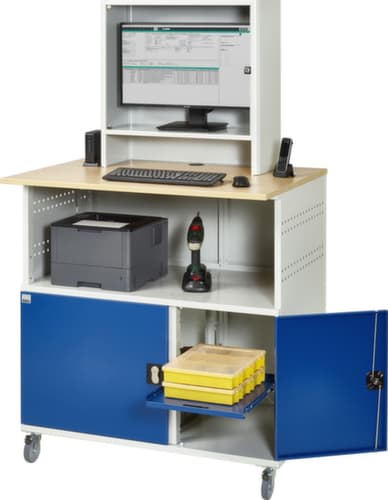 RAU Mobiler PC-Schrank 1023, RAL7035 Lichtgrau/RAL5010 Enzianblau