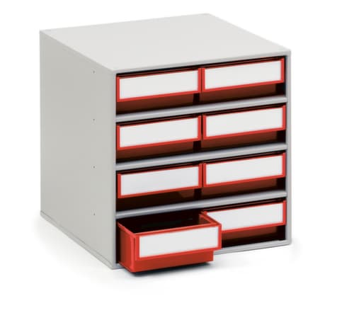 Treston Kleines Lagermagazin, 8 Schublade(n), RAL7035 Lichtgrau/rot