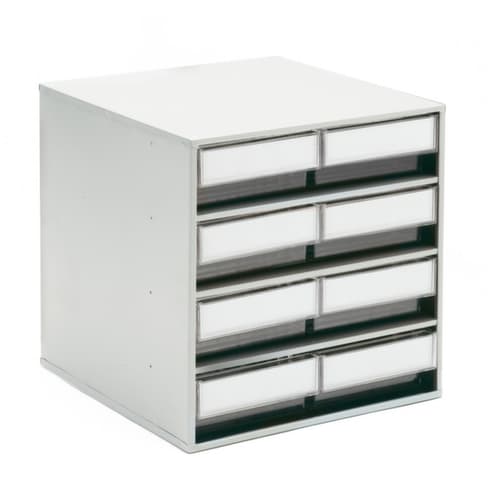 Treston Kleines Lagermagazin, 8 Schublade(n), RAL7035 Lichtgrau/transparent