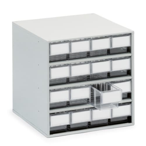 Treston Kleines Lagermagazin, 16 Schublade(n), RAL7035 Lichtgrau/transparent