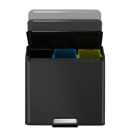 Tretabfallsammler EKO mit fingerabdruckfester Beschichtung, Inhalt 3 x 9 l