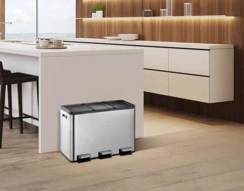 Tretabfallsammler EKO mit fingerabdruckfester Beschichtung, 3 x 10 l