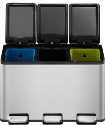 Tretabfallsammler EKO mit fingerabdruckfester Beschichtung, 3 x 10 l
