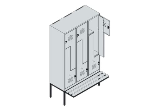 C+P Z-Spind Classic Plus mit untergebauter Sitzbank, Abteilbreite 400 mm