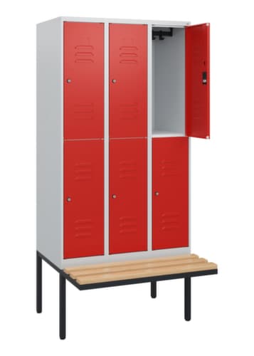 C+P Doppelstöckiger Spind Classic Plus mit Sitzbank, Abteilbreite 300 mm