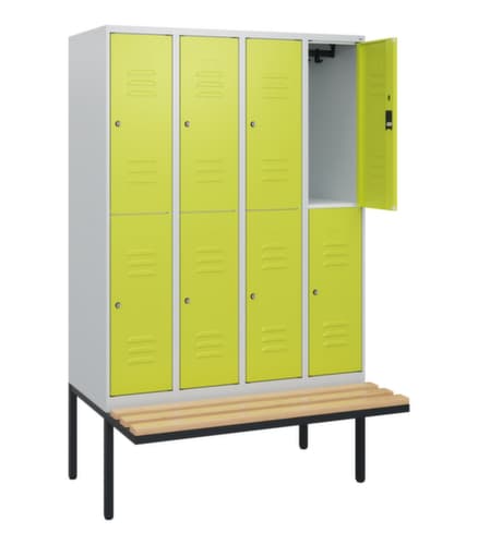 C+P Doppelstöckiger Spind Classic Plus mit Sitzbank, Abteilbreite 300 mm