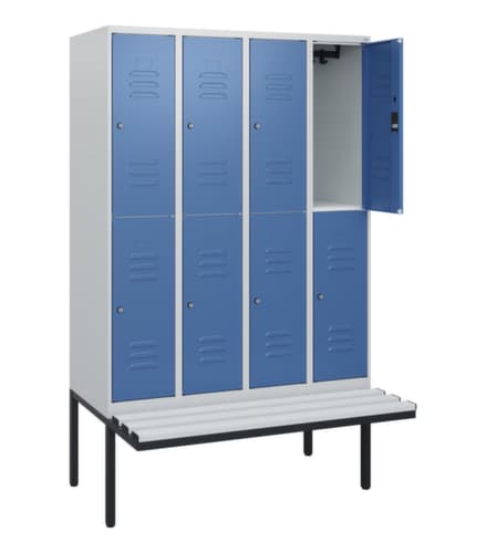 C+P Doppelstöckiger Spind Classic Plus mit Sitzbank, Abteilbreite 300 mm