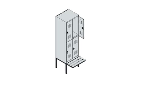 C+P Doppelstöckiger Spind Classic Plus mit Sitzbank, Abteilbreite 300 mm