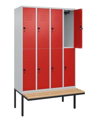 C+P Doppelstöckiger Spind Classic Plus mit Sitzbank, Abteilbreite 300 mm