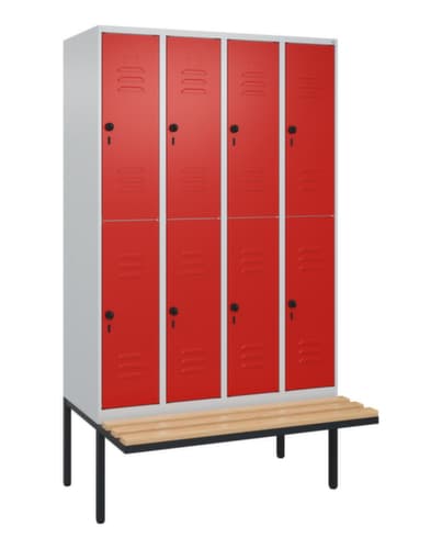 C+P Doppelstöckiger Spind Classic Plus mit Sitzbank, Abteilbreite 300 mm