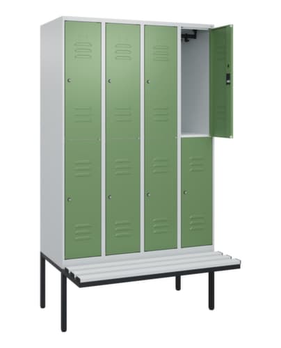 C+P Doppelstöckiger Spind Classic Plus mit Sitzbank, Abteilbreite 300 mm