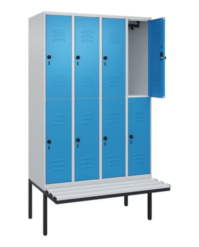 C+P Doppelstöckiger Spind Classic Plus mit Sitzbank, Abteilbreite 300 mm