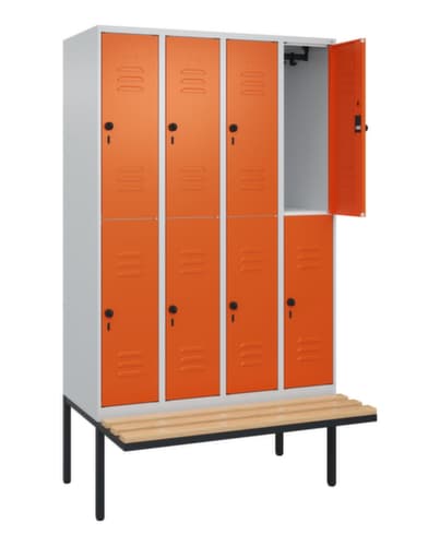 C+P Doppelstöckiger Spind Classic Plus mit Sitzbank, Abteilbreite 300 mm