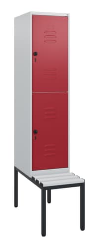 C+P Doppelstöckiger Spind Classic Plus mit Sitzbank, Abteilbreite 400 mm