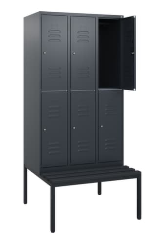 C+P Doppelstöckiger Spind Classic Plus mit Sitzbank, Abteilbreite 300 mm