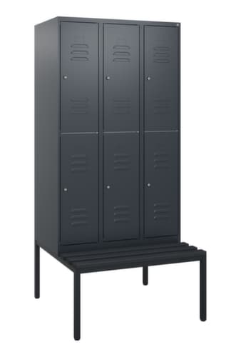 C+P Doppelstöckiger Spind Classic Plus mit Sitzbank, Abteilbreite 300 mm