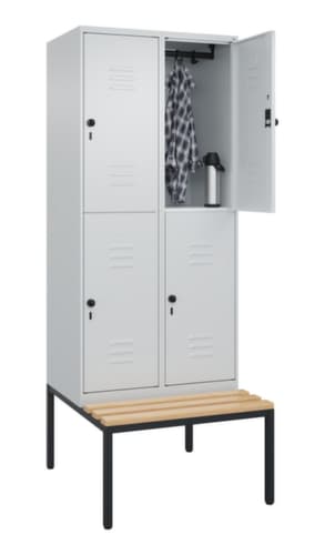 C+P Doppelstöckiger Spind Classic Plus mit Sitzbank, Abteilbreite 400 mm