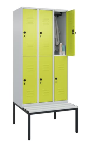 C+P Doppelstöckiger Spind Classic Plus mit Sitzbank, Abteilbreite 300 mm