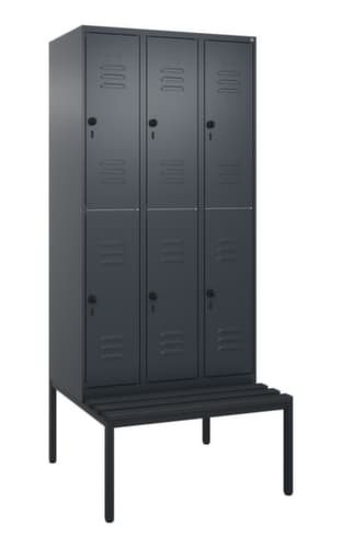 C+P Doppelstöckiger Spind Classic Plus mit Sitzbank, Abteilbreite 300 mm