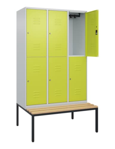 C+P Doppelstöckiger Spind Classic Plus mit Sitzbank, Abteilbreite 400 mm