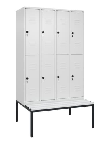 C+P Doppelstöckiger Spind Classic Plus mit Sitzbank, Abteilbreite 300 mm