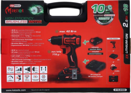KS Tools eMONSTER Brushless-Akku-Schlag-Bohr-Schrauber-Satz