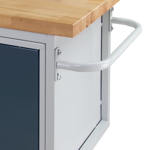 Fahrbare Werkbank, 3 Schubladen, 1 Schrank, 1 Ablageboden, RAL7035 Lichtgrau/RAL7016 Anthrazitgrau