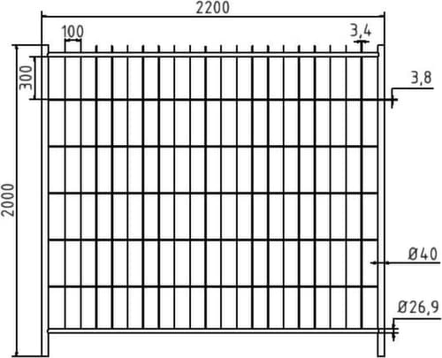 Schake Ausgleichselement für Mobilzaun, Höhe x Breite 2000 x 2200 mm