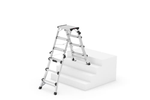 Hailo Teleskop-Stufen-Doppelleiter TopLine D100, 2 x 4 / 2 x 5 / 2 x 6 rutschsicher profilierte Sprossen und Stufen