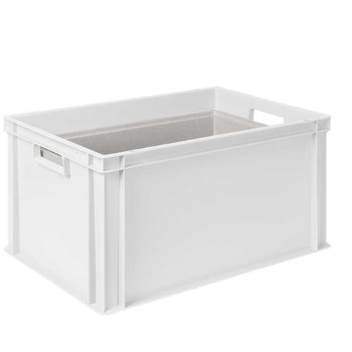 Euronorm-Stapelbehälter mit Isolierbox, weiß, Inhalt 65 l, Auflagedeckel für Isolierbox
