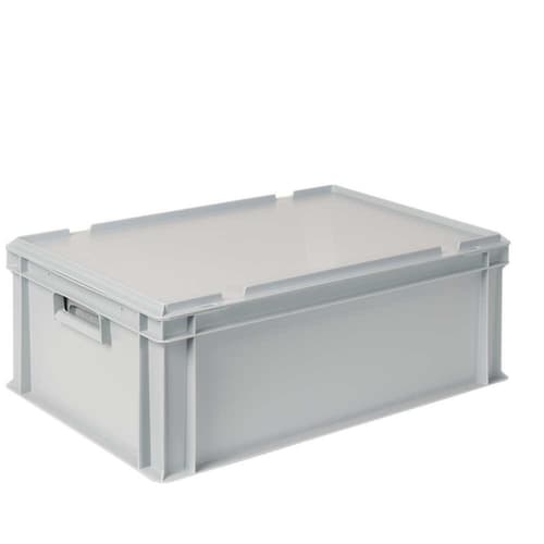 Euronorm-Stapelbehälter mit Isolierbox, grau, Inhalt 44,5 l, Auflagedeckel für Isolierbox