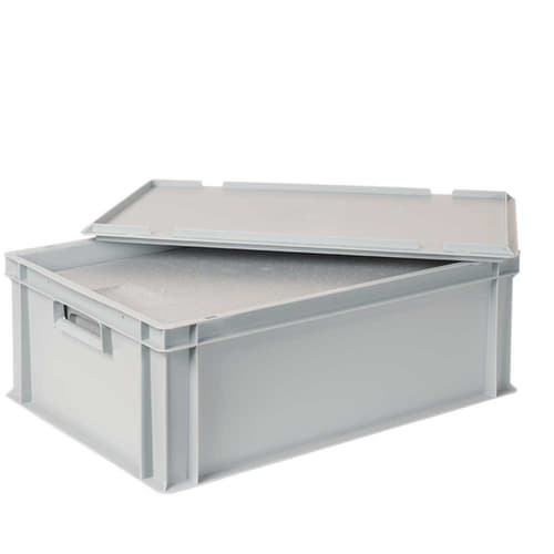 Euronorm-Stapelbehälter mit Isolierbox, grau, Inhalt 44,5 l, Auflagedeckel für Isolierbox