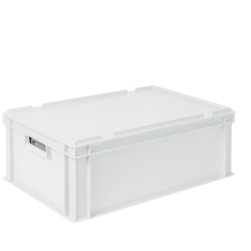 Euronorm-Stapelbehälter mit Isolierbox, weiß, Inhalt 44,5 l, Auflagedeckel für Isolierbox