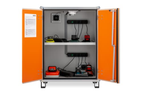 Explosionsgeschützter Lithium-Ionen-Ladeschrank PREMIUM 8/10 unterfahrbar, Höhe x Breite x Tiefe 1110 x 800 x 660 mm