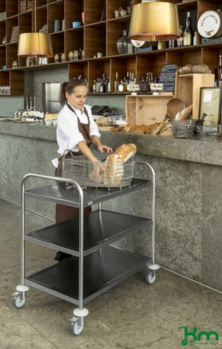 Kongamek Edelstahl-Etagenwagen, Traglast 100 kg, 3 Etagen