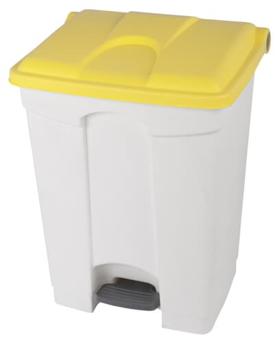 Tretabfallbehälter, 70 l, weiß, Deckel gelb