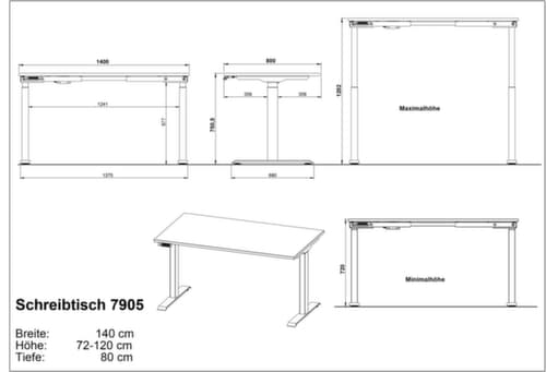 Elektrisch höhenverstellbarer Schreibtisch GW-MAILAND 7905