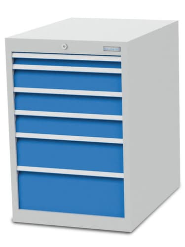 Bedrunka + Hirth Schubladenschrank, 6 Schublade(n), RAL7035 Lichtgrau/RAL5012 Lichtblau