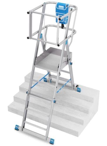 Krause Teleskop-Plattformleiter STABILO® Professional SkyMatic mit umlaufendem Gerüst