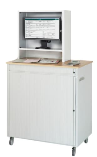 RAU Mobiler PC-Schrank adlatus 2665 mit Rolllade, RAL7035 Lichtgrau/RAL7035 Lichtgrau