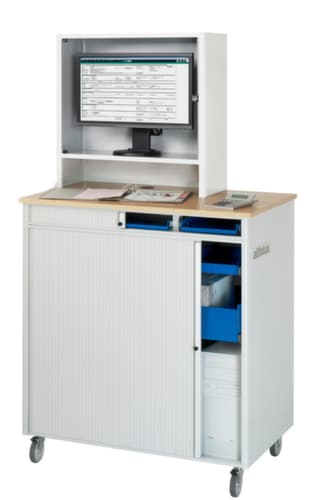 RAU Mobiler PC-Schrank adlatus 2665 mit Rolllade, RAL7035 Lichtgrau/RAL7035 Lichtgrau