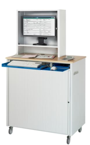 RAU Mobiler PC-Schrank adlatus 2665 mit Rolllade, RAL7035 Lichtgrau/RAL7035 Lichtgrau