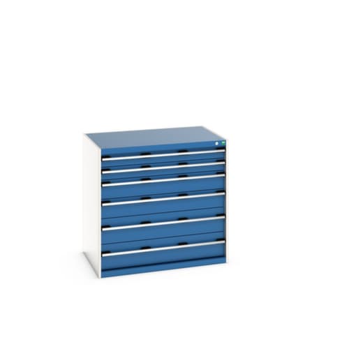 bott Schubladenschrank cubio Grundfläche 1050x750 mm, 6 Schublade(n), RAL7035 Lichtgrau/RAL5010 Enzianblau