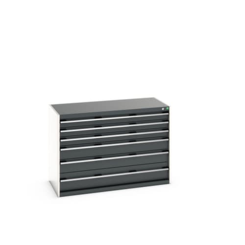 bott Schubladenschrank cubio Grundfläche 1300x650 mm, 6 Schublade(n), RAL7035 Lichtgrau/RAL7016 Anthrazitgrau