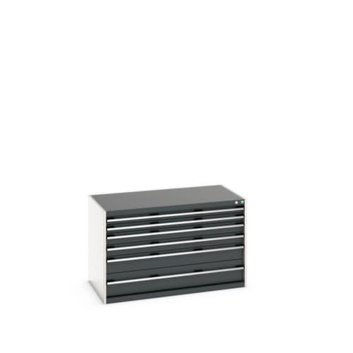 bott Schubladenschrank cubio Grundfläche 1300x750 mm, 6 Schublade(n), RAL7035 Lichtgrau/RAL7016 Anthrazitgrau